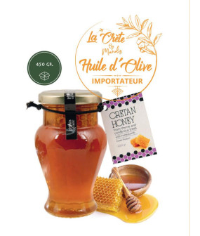 Miel de Thym Crétois avec rayon by ‘Physis of Crete’ 480gr – L’Élixir Ambre de la Méditerranée