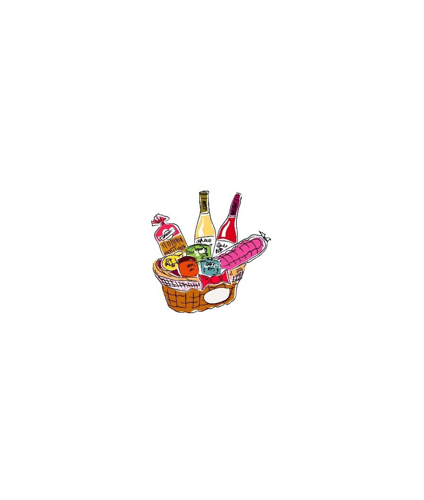 Panier garni avec bouteille de vin - panier