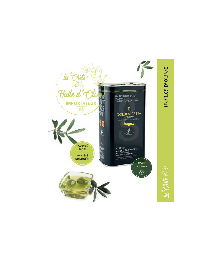 Huile d’Olive EXTRA VIERGE  BIOLOGIQUE AOP MESSARA  GOLDEN CRETA  1 L