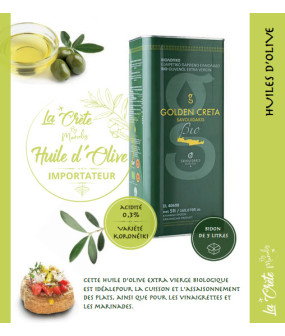 Huile d’Olive EXTRA VIERGE  BIOLOGIQUE AOP MESSARA  GOLDEN CRETA 5L